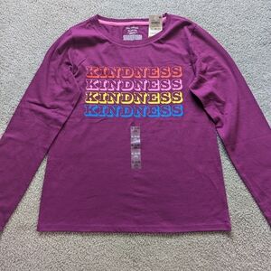 💥Cat & Jack Purple Long Sleeve Tee with Kindness Print